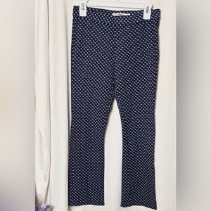 Tory Burch Sport Navy and White Patterned Flare Pants Size Small Petite